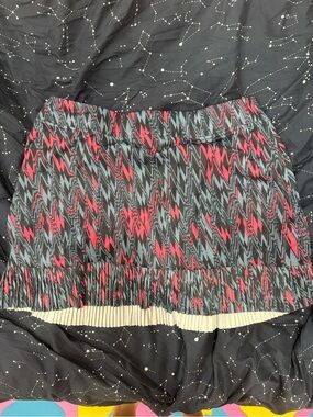 Ping Zigzag Print Pleated Mini Skirt - Pink & Gray